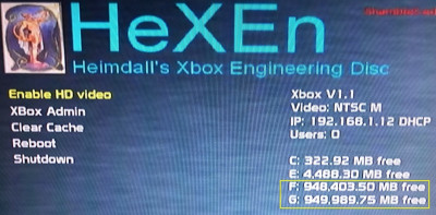 HeXEn shows proper F: and G: drive sizes.