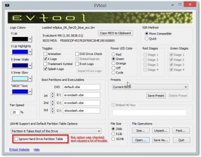 evtool settings for bios